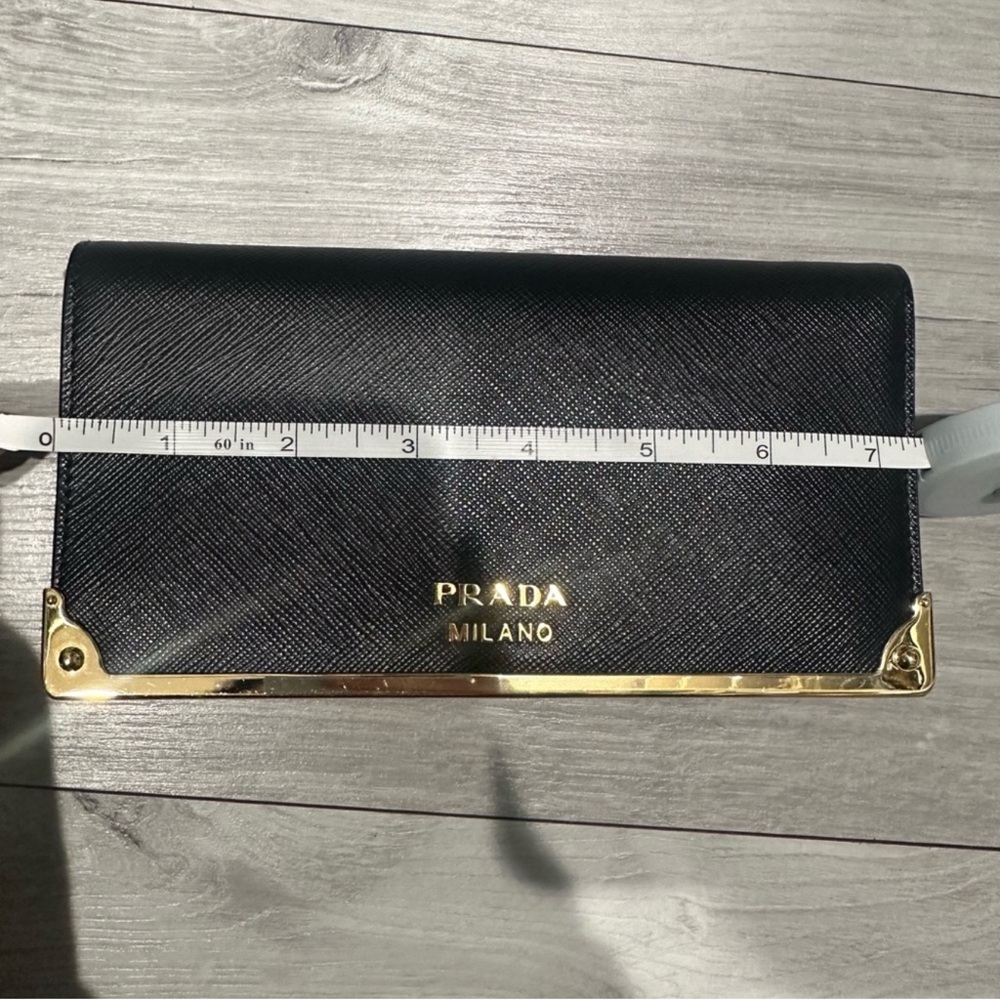 Prada Black and Gold Saffiano Leather Wallet on a Chain - Picture 11 of 11
